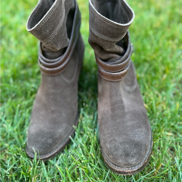 Frye Jane Shoes - Suede Ankle Booties in Brown